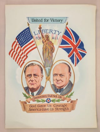 Item #006225 "United for Victory", an original wartime poster featuring President Franklin D....