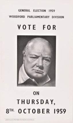 Item #006230 An original 1959 campaign poster from Winston S. Churchill's Woodford constituency...