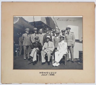 A Second World War image of President Franklin D. Roosevelt aboard a navy cruiser in Honolulu, Hawaii on 26 July 1944 signed by FDR and five of his close military and civilian advisors captured in the image and belonging to the Navy doctor who was with Roosevelt when he died eight and a half months later