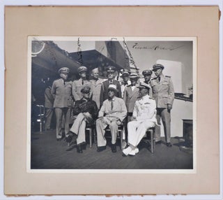 A Second World War image of President Franklin D. Roosevelt aboard a navy cruiser in Honolulu, Hawaii on 26 July 1944 signed by FDR and five of his close military and civilian advisors captured in the image and belonging to the Navy doctor who was with Roosevelt when he died eight and a half months later