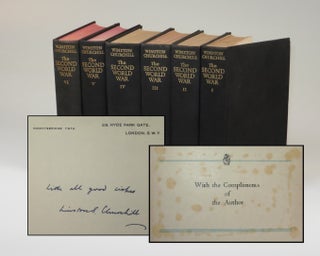 "Burn Everything" - A remarkable archive accumulated by Charles Barker, Chief Clerk to British Prime Minister Winston S. Churchill throughout the Second World War, including a wartime presentation copy of The World Crisis, Churchill's history of the First World War, inscribed and dated by Churchill as a 1942 Christmas gift, as well as 70 individual items, including additional books, personal correspondence, photographs, and various mementos and ephemera, such as noteworthy invitations, tickets, and passes
