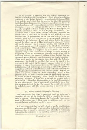 Despatch to the Officer Administering the Government of the Kenya Colony and Protectorate Relating to Native Labour