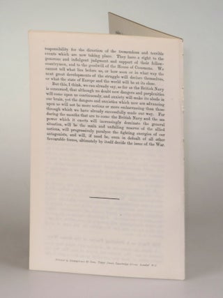Navy Estimates in The Great War, A Speech Delivered by the Right Hon. Winston S. Churchill, M.P. in the House of Commons on February 15th, 1915