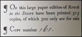Revolt in the Desert, the publisher's limited issue of the first edition, number 161 of 315