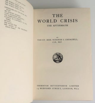 "A. J. B. from Winston S. C. " - The penultimate volume of The World Crisis, Winston Churchill's history of the First World War, inscribed and dated six days prior to publication by Winston S. Churchill to former Prime Minister Arthur J. Balfour, the man who replaced Churchill as First Lord of the Admiralty when Churchill was forced to resign and "whose friendship, across the vicissitudes of politics" Churchill "enjoyed in a ripening measure during thirty years"