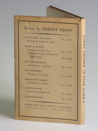 A Boy's Will, inscribed and dated by Robert Frost in April 1935