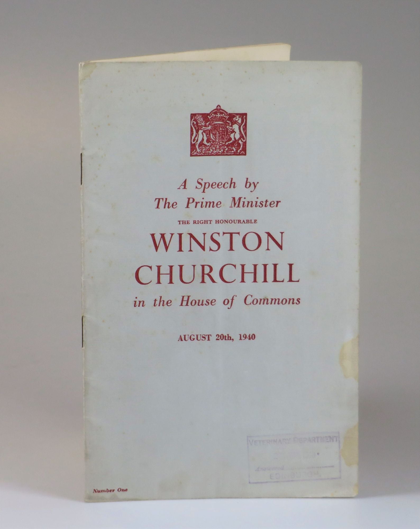 Churchill　Churchill　First　20th,　by　August　S.　Minister　The　in　Prime　Honourable　Winston　1940　The　Commons　Right　Winston　of　the　House　Speech　A　edition