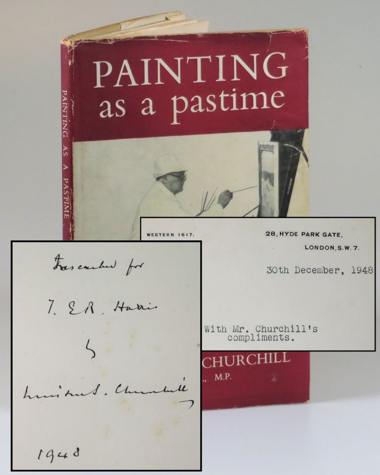 Item #006919 Painting as a Pastime, an author's presentation copy of the first edition, inscribed and dated by Churchill in the month of publication, accompanied by a compliments slip on the stationery of Churchill's Hyde Park Gate London home. Winston S. Churchill.