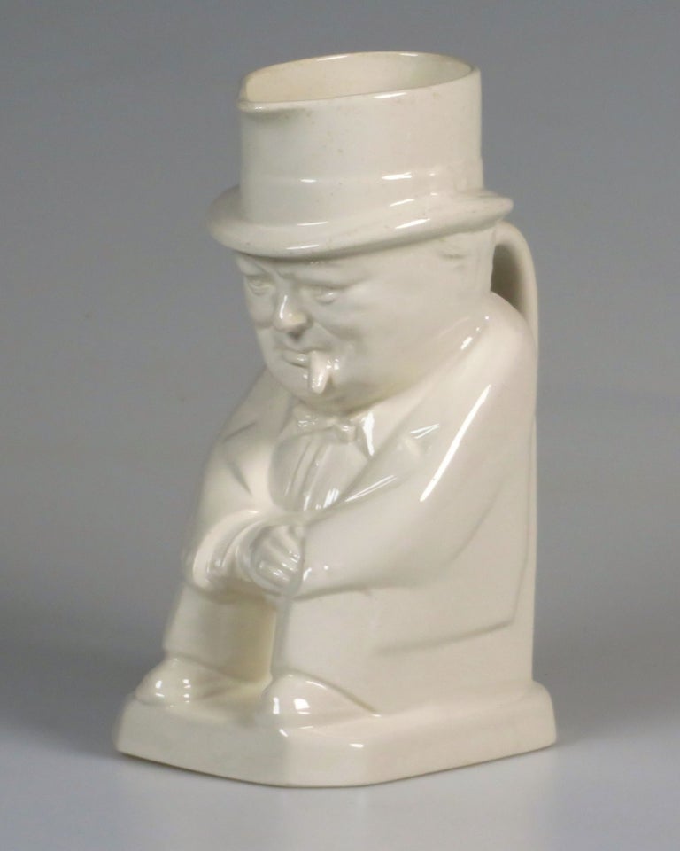 Item #007001 A large, Second World War Toby Jug of Prime Minister Winston S. Churchill produced by Copeland Spode to commemorate the Atlantic Charter, this plain white version specifically for distribution in the United Kingdom. Eric Olsen.
