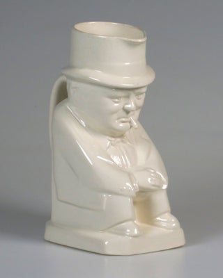 A large, Second World War Toby Jug of Prime Minister Winston S. Churchill produced by Copeland Spode to commemorate the Atlantic Charter, this plain white version specifically for distribution in the United Kingdom