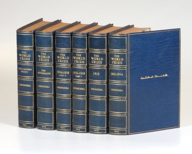 Item #007043 The World Crisis, full set of six British first edition, first printings finely bound in full Morocco by Bayntun-Riviere. Winston S. Churchill.