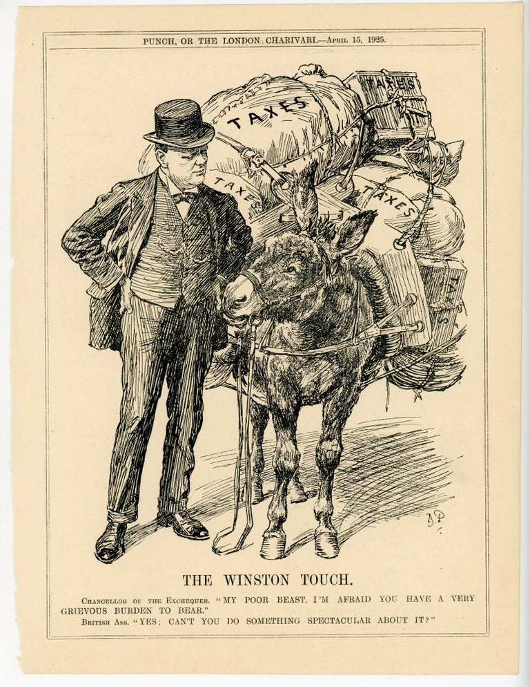 Item #007138 THE WINSTON TOUCH. - an original printed appearance of this cartoon featuring Winston S. Churchill from the 15 April 1925 edition of the magazine Punch, or The London Charivari. Artist: Bernard Partridge.