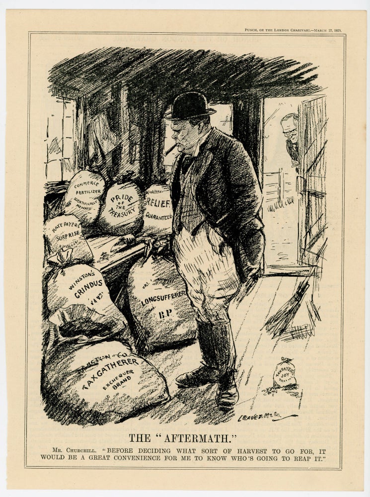 Item #007152 THE 'AFTERMATH.' - an original printed appearance of this cartoon featuring Winston S. Churchill from the 27 March 1929 edition of the magazine Punch, or The London Charivari. Artist: Leonard Raven-Hill.