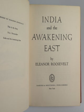 India and the Awakening East, inscribed by Eleanor Roosevelt
