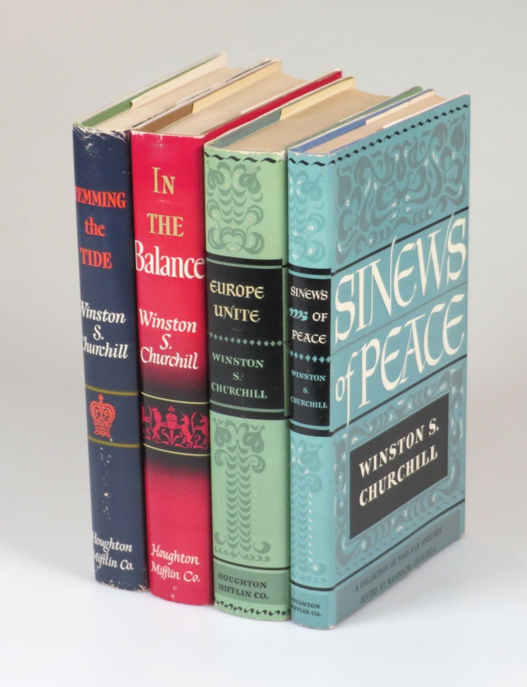 Item #007246 The Postwar Speeches, a full set of jacketed U.S. first editions: The Sinews of Peace, Europe Unite, In the Balance, and Stemming the Tide. Winston S. Churchill.