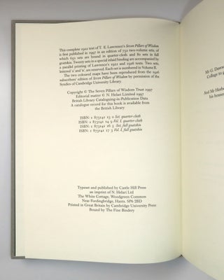 Seven Pillars of Wisdom: a triumph, the complete 1922 'Oxford' text, three volume limited and numbered edition of 1997