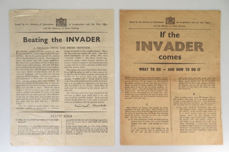 Item #007297 If the Invader Comes & Beating the Invader. Winston S. Churchill.