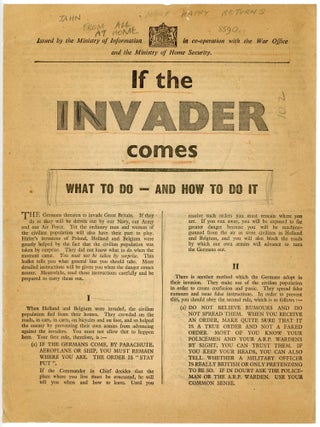 Item #007299 If the Invader Comes. Winston S. Churchill