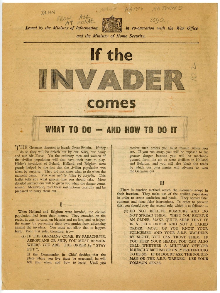 Item #007299 If the Invader Comes. Winston S. Churchill.