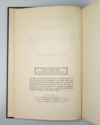 From Slavery to Freedom: A History of American Negroes, a presentation copy of the revolutionary survey of African American history, inscribed by the author