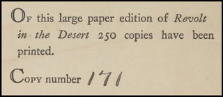 Revolt in the Desert, the publisher's limited and numbered issue of the U.S. first edition, number 171 of 250
