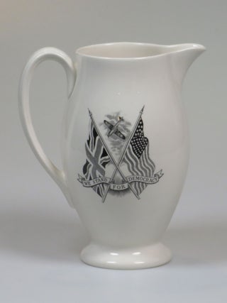 A pitcher originally designed and issued early during the Second World War, featuring an image of and quotes by then-Prime Minister Winston S. Churchill, reissued in this unique form to commemorate Winston Churchill's death in 1965