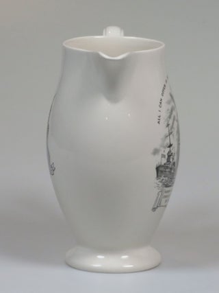 A pitcher originally designed and issued early during the Second World War, featuring an image of and quotes by then-Prime Minister Winston S. Churchill, reissued in this unique form to commemorate Winston Churchill's death in 1965