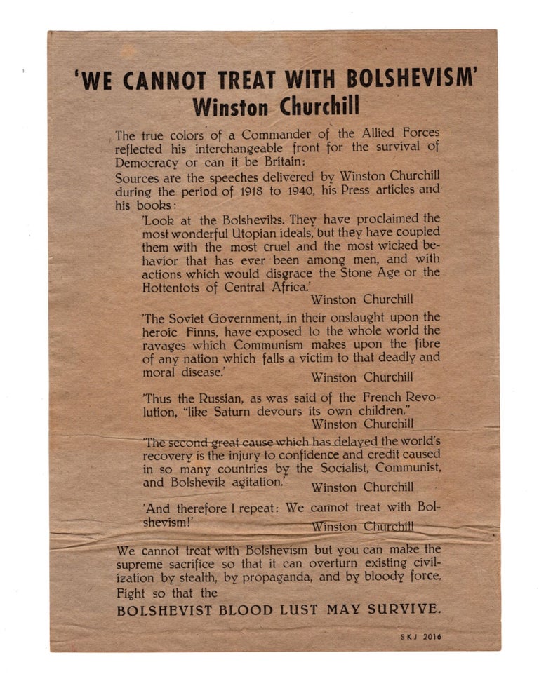 Item #007462 We Cannot Treat with Bolshevism. Compiler unknown Quotes from Winston Churchill.