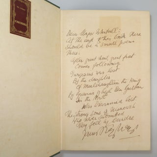 Deirdre, an author's presentation copy of the first edition with the author's signature, inscription, and manuscript poem