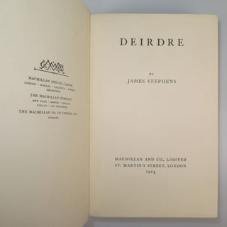 Deirdre, an author's presentation copy of the first edition with the author's signature, inscription, and manuscript poem