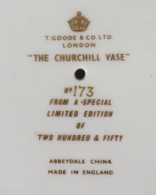 The Abbeydale Vase - an elusive, striking, limited issue piece of Churchilliana produced in the final year of Sir Winston Churchill's life to commemorate his being granted Honorary Citizenship of the United States by President John F. Kennedy, copy 173 of 250