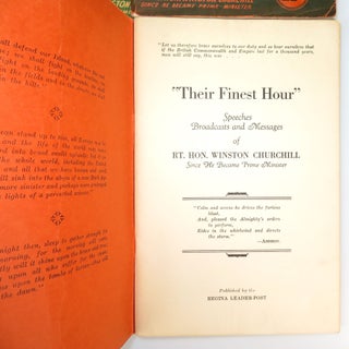 Their Finest Hour: Speeches, Broadcasts and Messages of The Rt. Hon. Winston Churchill Since He Became Prime Minister, a full set comprising all eight published variants of this early Second World War collection of Churchill's speeches