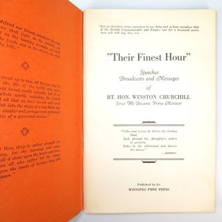 Their Finest Hour: Speeches, Broadcasts and Messages of The Rt. Hon. Winston Churchill Since He Became Prime Minister, a full set comprising all eight published variants of this early Second World War collection of Churchill's speeches