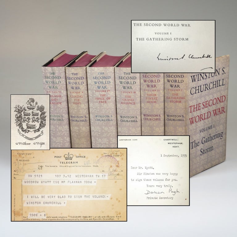 The Second World War, a full set of British first editions, the first volume signed by Churchill...