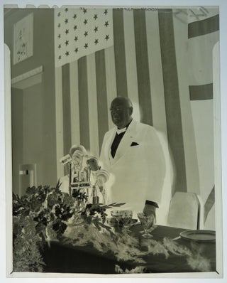 Three original photograph negatives and an elaborate program, comprising a small archive from the 15 March 1946 dinner held by the City of New York at the Waldorf Astoria Hotel in honor of Winston S. Churchill, during which he spoke, staunchly defending the content of his inflammatory “Iron Curtain” speech delivered ten days earlier