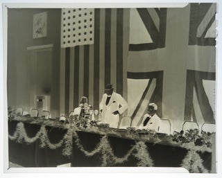 Three original photograph negatives and an elaborate program, comprising a small archive from the 15 March 1946 dinner held by the City of New York at the Waldorf Astoria Hotel in honor of Winston S. Churchill, during which he spoke, staunchly defending the content of his inflammatory “Iron Curtain” speech delivered ten days earlier