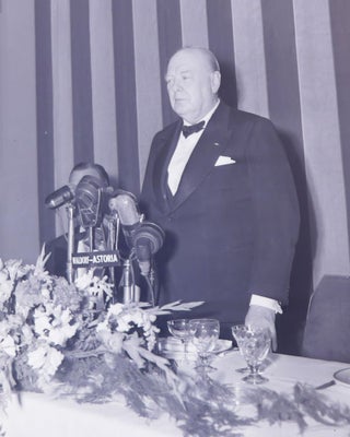 Three original photograph negatives and an elaborate program, comprising a small archive from the 15 March 1946 dinner held by the City of New York at the Waldorf Astoria Hotel in honor of Winston S. Churchill, during which he spoke, staunchly defending the content of his inflammatory “Iron Curtain” speech delivered ten days earlier