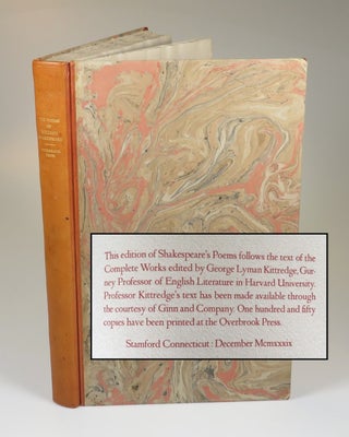 Item #007798 The Poems of William Shakespeare, a publisher's presentation copy, one of fewer than...
