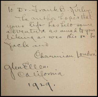 The Log of the Snark, a presentation copy inscribed, signed, and dated by the author, Jack London's widow, and featuring her personal bookplate