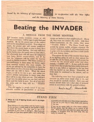 Item #007864 Beating the Invader. Winston S. Churchill