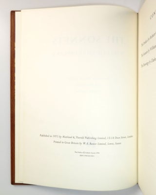 The Sonnets, a presentation copy of the finely bound, illustrated, limited, and numbered edition signed by the poet Robert Graves, the illustrator Clarke Hutton, and the book designer Edward Burrett, accompanied by the original publisher's prospectus and order form, and with a lengthy gift inscription from Edward Burrett and his wife