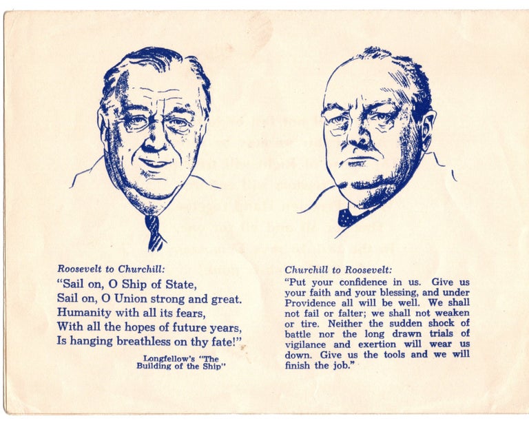 A Second World War card featuring images of, and quotes from, an early 1941 famous exchange...