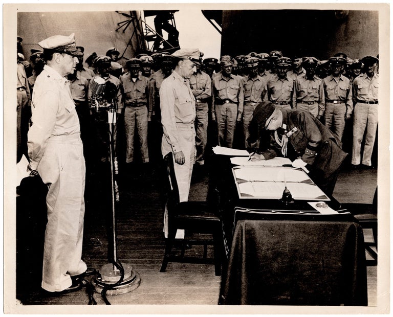 An original Second World War photograph of Japanese General Yoshijiro Umezu signing the...