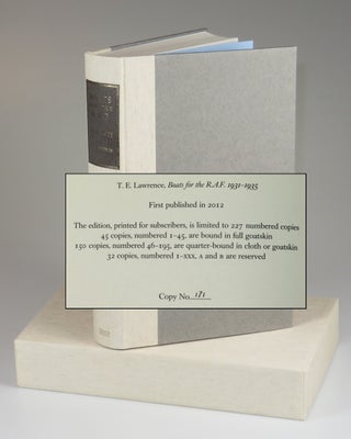 Item #007906 Boats for the R.A.F. 1929-1935, hand-numbered and signed by the publisher, Jeremy...