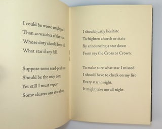 On Making Certain Anything Has Happened - a typed, signed, pre-publication issue of this poem, as well as its first publication in Frost's 1945 Christmas Card