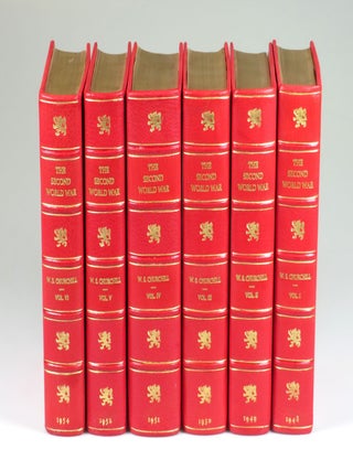 The Second World War, full set of six British first editions finely bound in full crimson Morocco goatskin