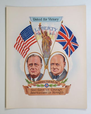 Item #007936 "United for Victory", an original wartime poster featuring President Franklin D....