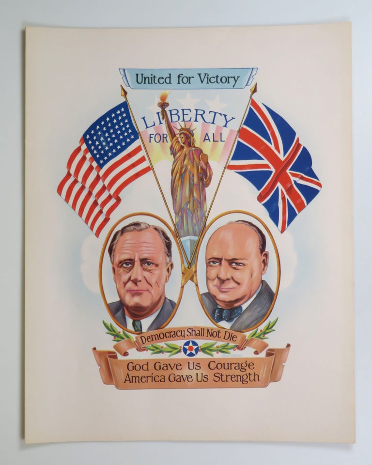 "United for Victory", an original wartime poster featuring President Franklin D. Roosevelt and...