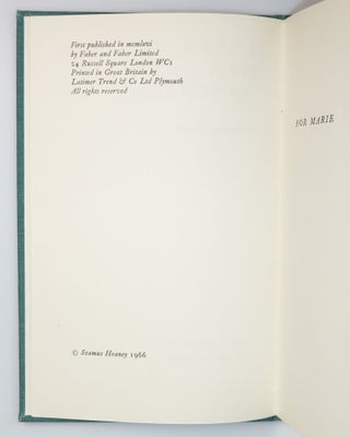 Death of a Naturalist, warmly inscribed by the author