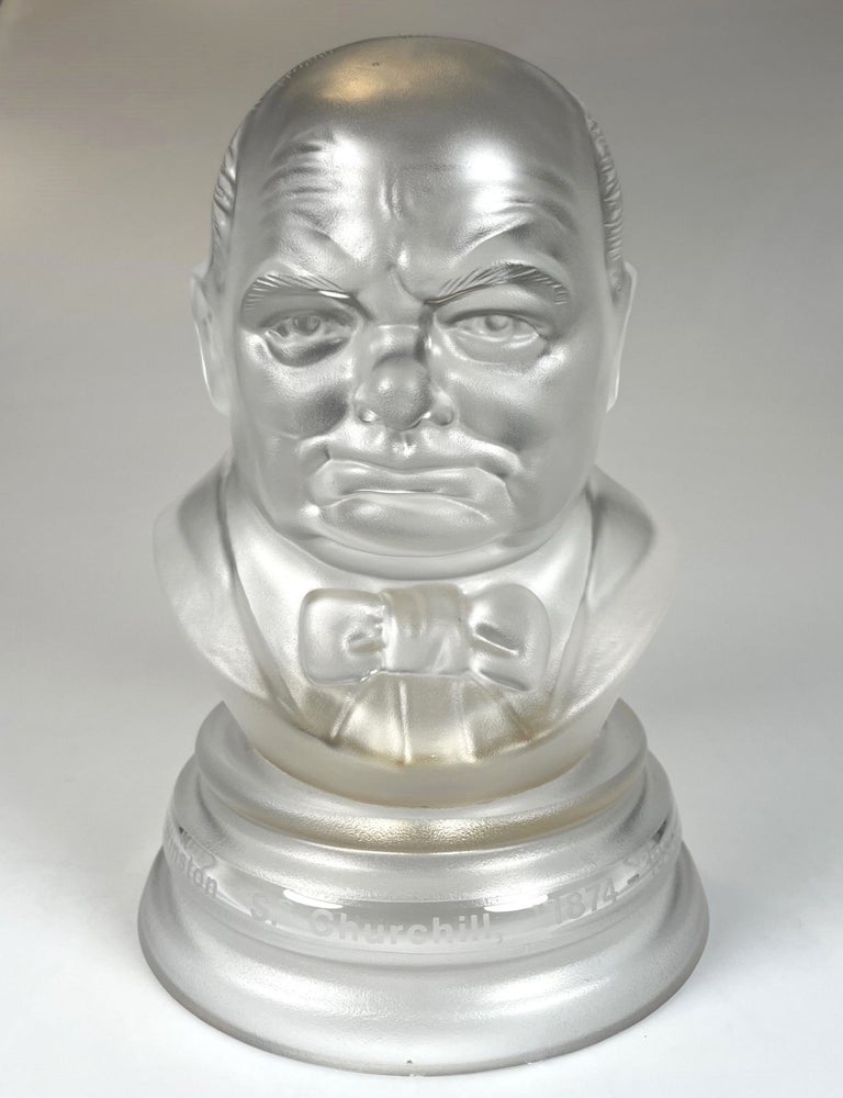 Item #008090 Frosted lead-crystal glass bust of Sir Winston S. Churchill, #4 of 250 produced for the 1974 Centenary of Churchill's birth. Eric J. Griffiths.